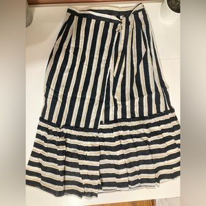 Who What Where black and yellow stripe wrap skirt trumpet ruffle flare size 6